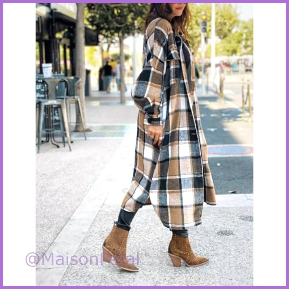 Polyester Flannel Shacket Jacket Oversized Button… - image 2